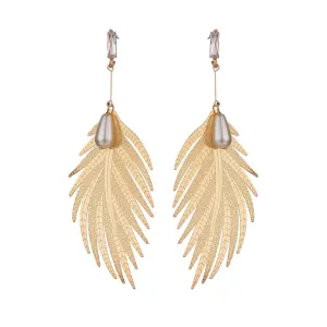 Pearl & Crystal 18K Gold-Plated Wing Drop Earrings