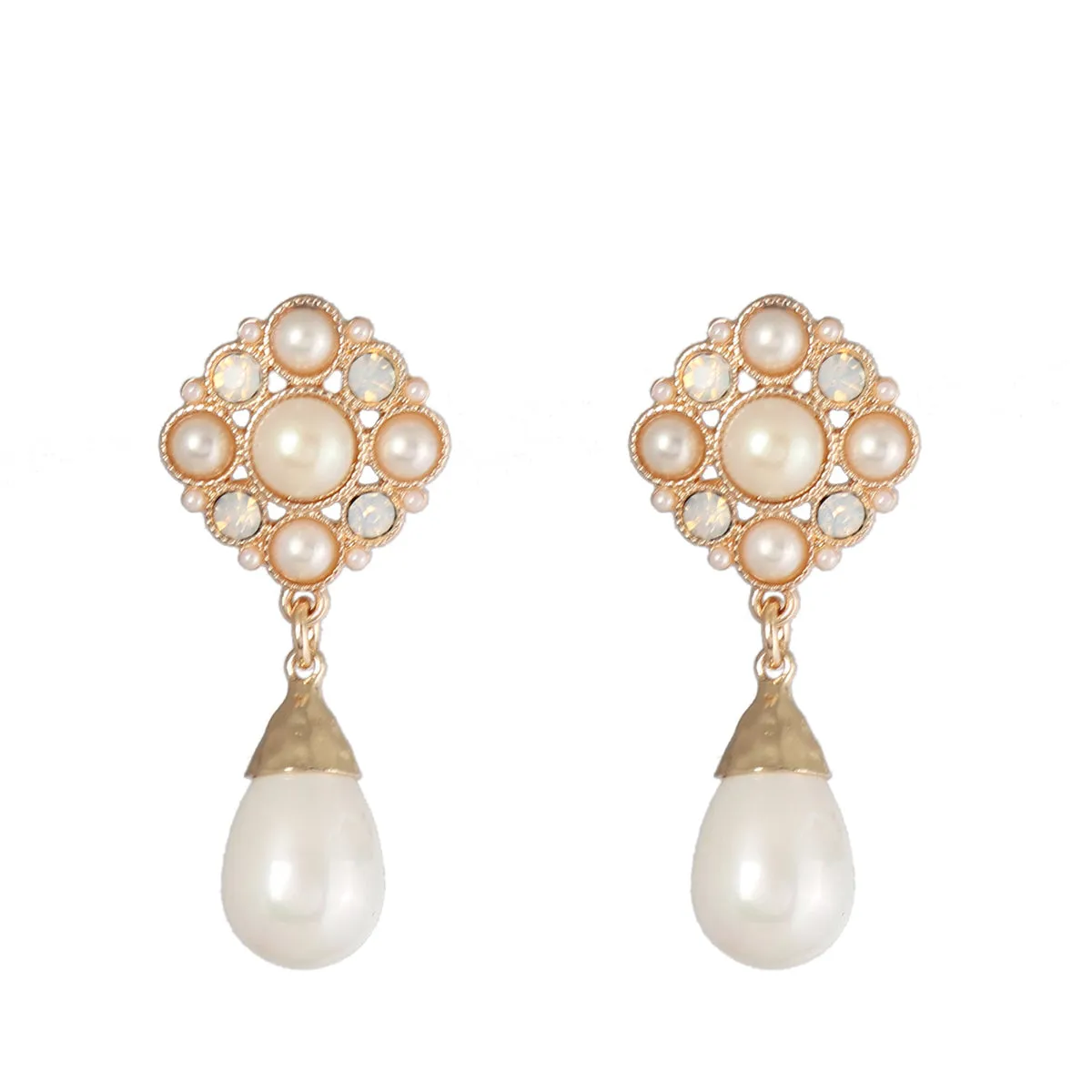 Pearl & Cubic Zirconia 18K Gold-Plated Drop Earrings