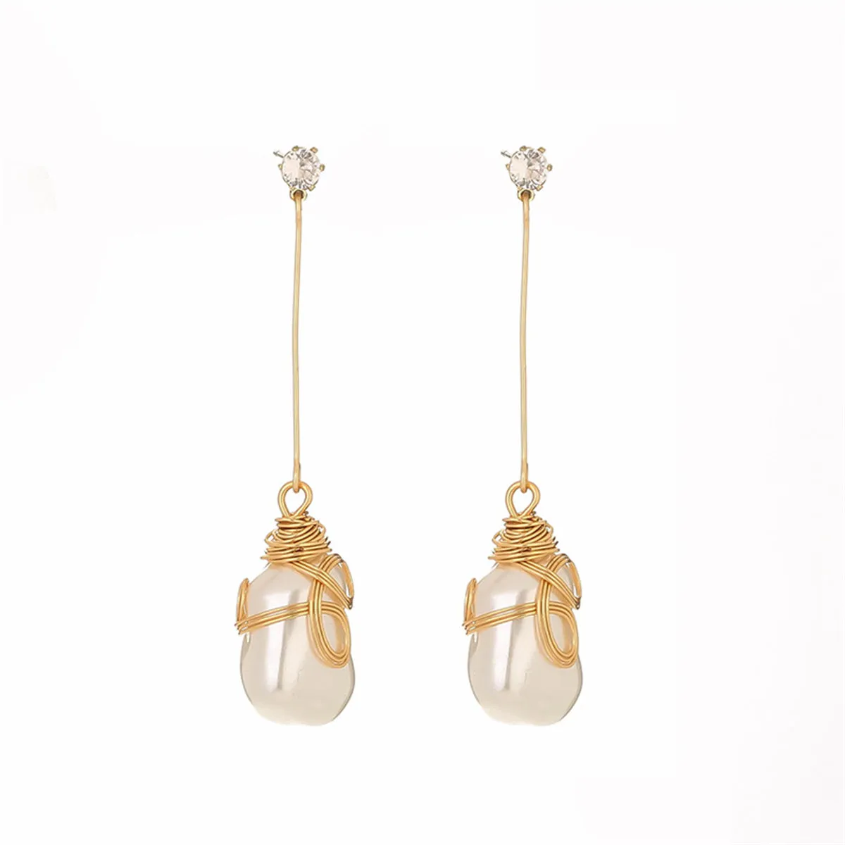 Pearl & Cubic Zirconia 18K Gold-Plated Teardrop Earrings