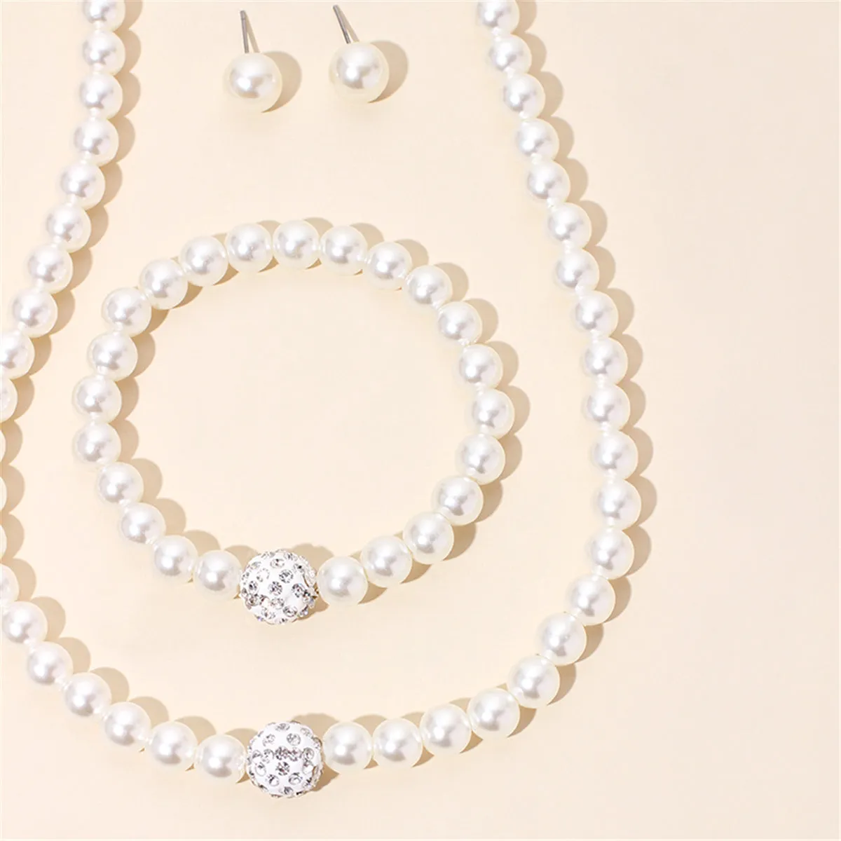 Pearl & Cubic Zirconia Silver-Plated Beaded Necklace Set