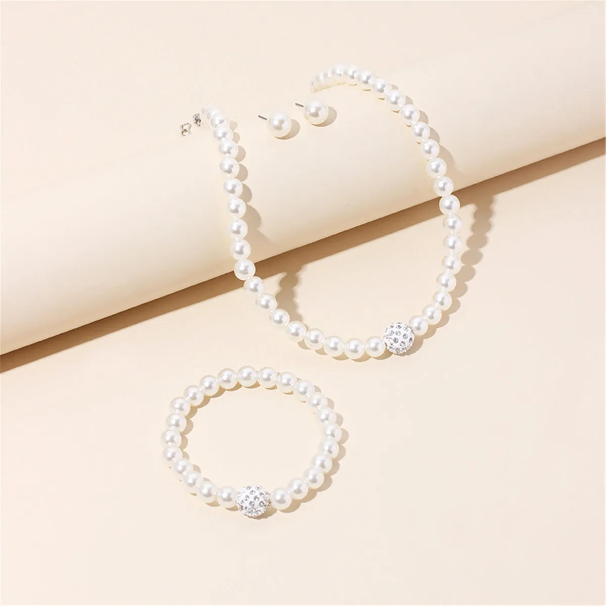 Pearl & Cubic Zirconia Silver-Plated Beaded Necklace Set