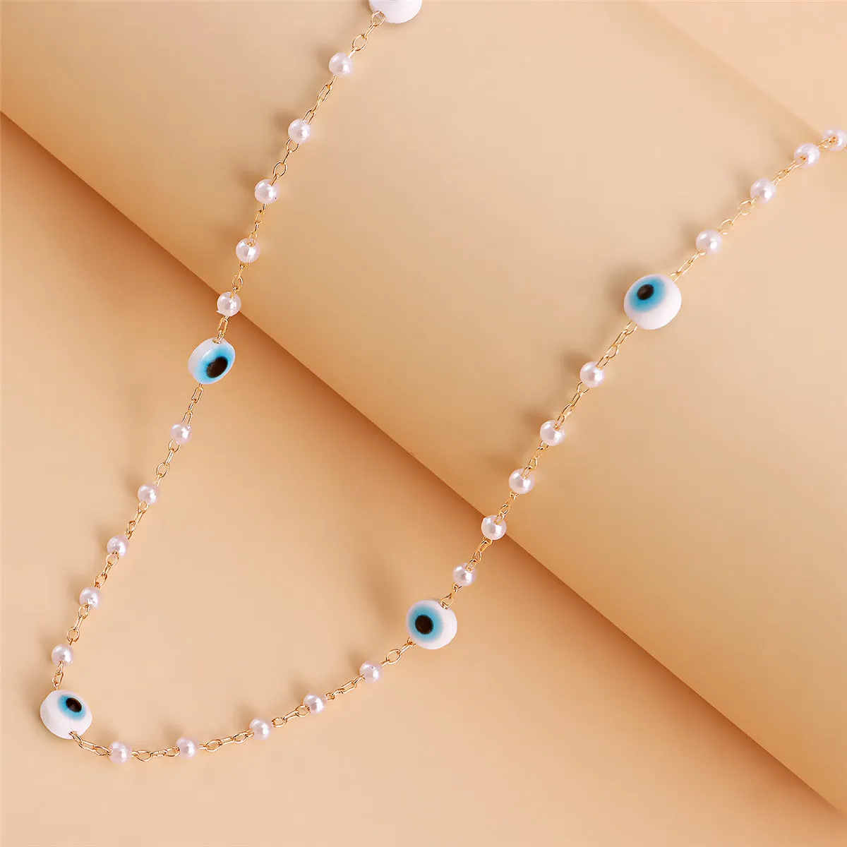Pearl & Enamel 18K Gold-Plated Eye Heart Pendant Necklace Set