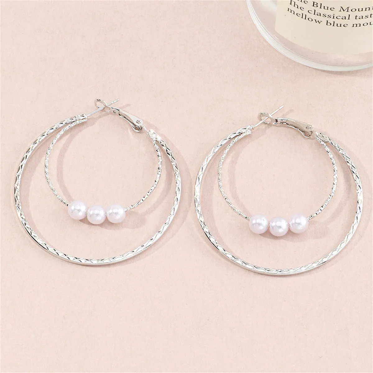 Pearl & Silver-Plated Double Hoop Earrings