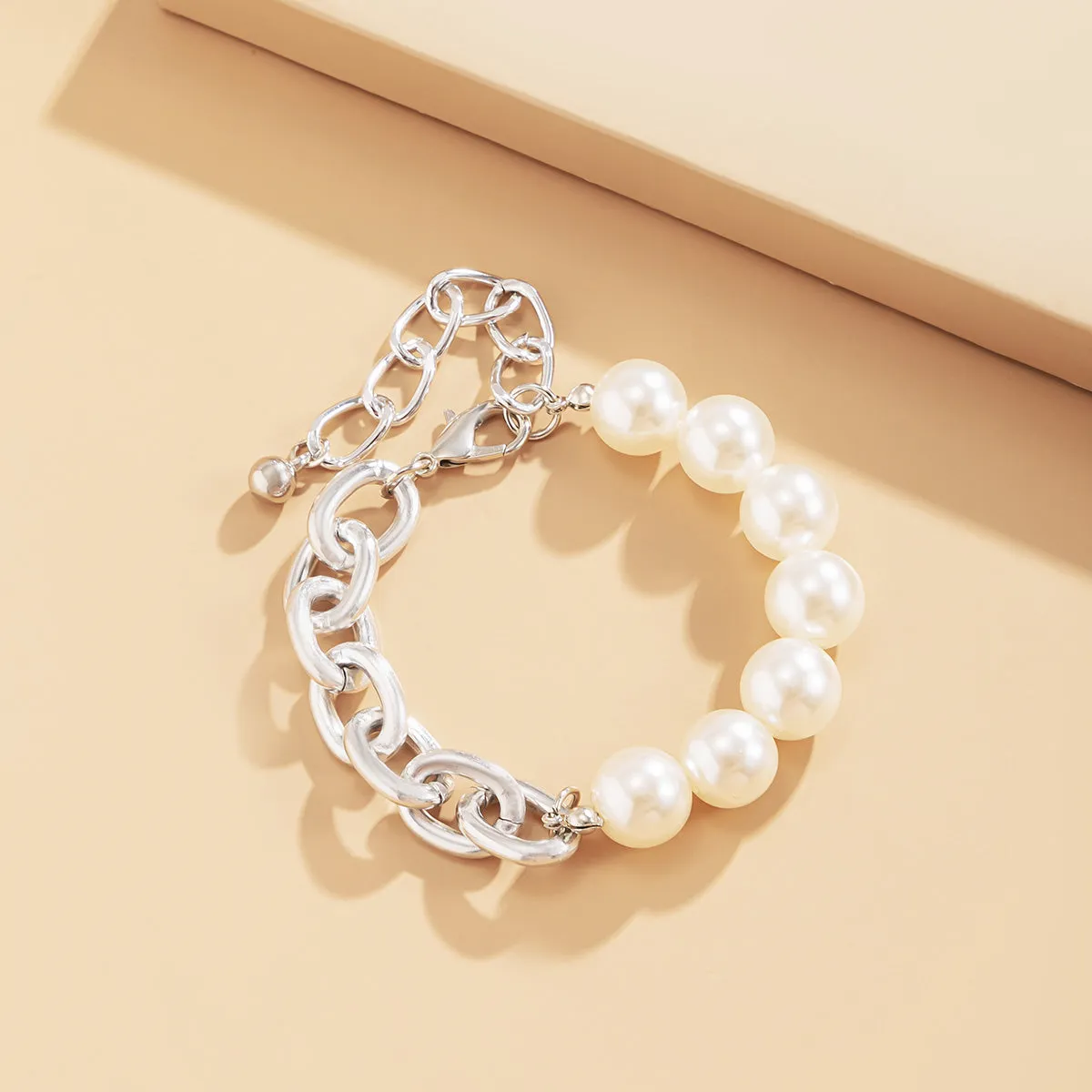 Pearl & Silver-Plated Half Figaro Bracelet