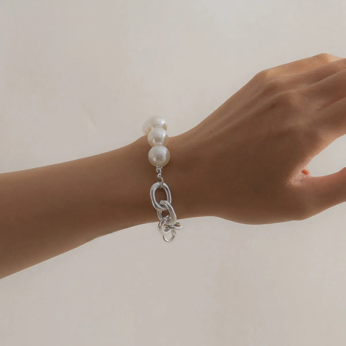 Pearl & Silver-Plated Half Figaro Bracelet
