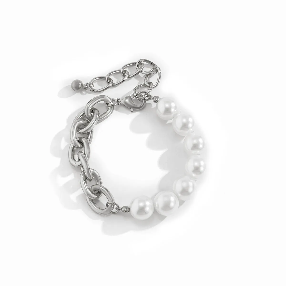 Pearl & Silver-Plated Half Figaro Bracelet