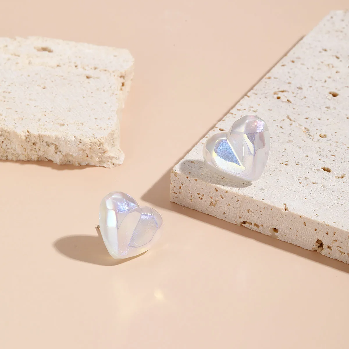 Pearl & Silver-Plated Heart Stud Earrings