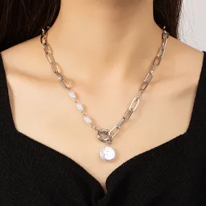 Pearl & Silver-Plated Pendant Necklace