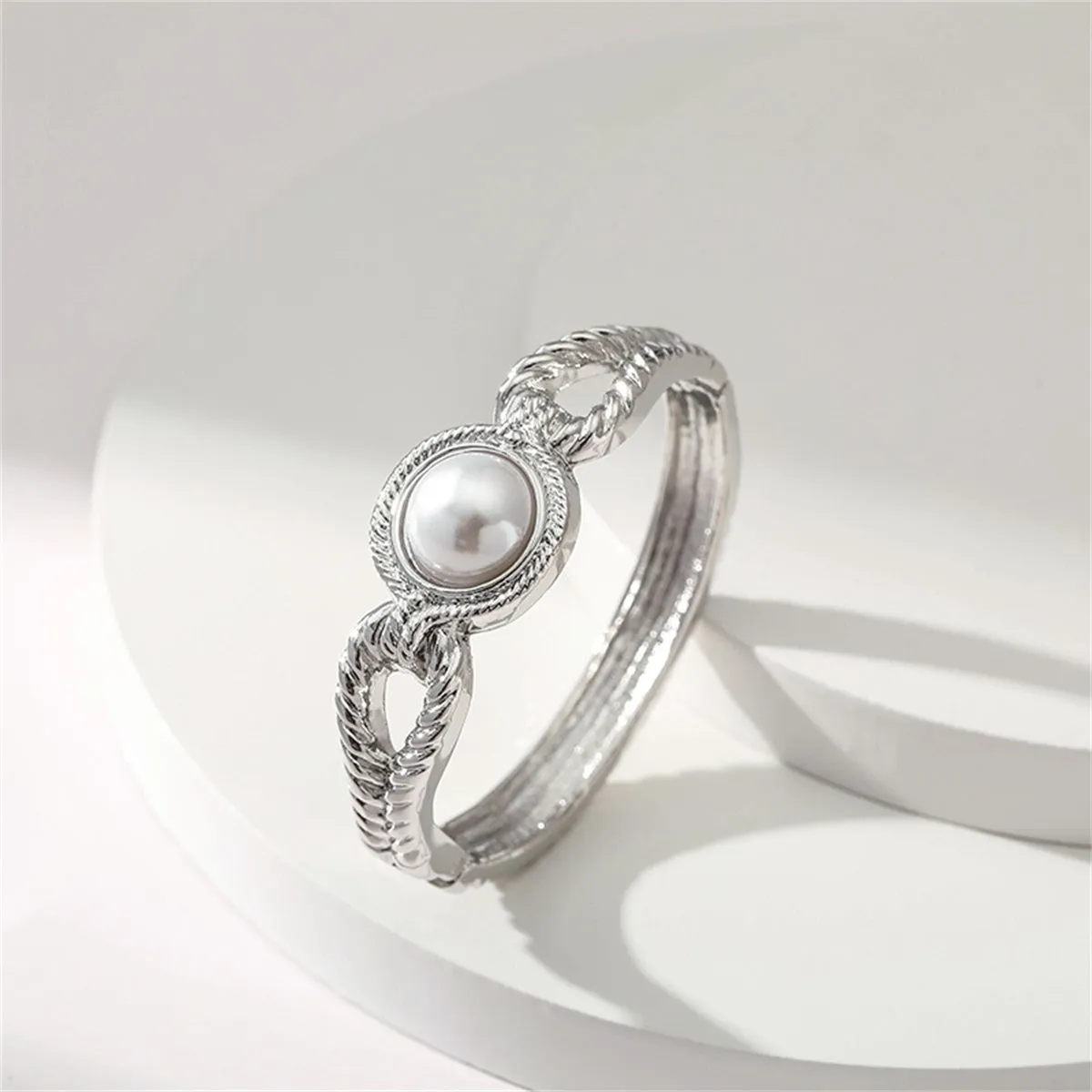 Pearl & Silver-Plated Wing Bangle