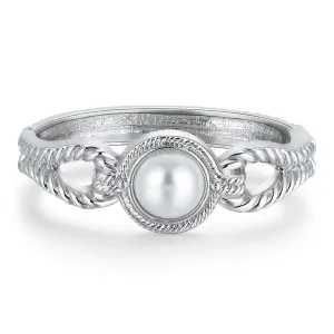 Pearl & Silver-Plated Wing Bangle