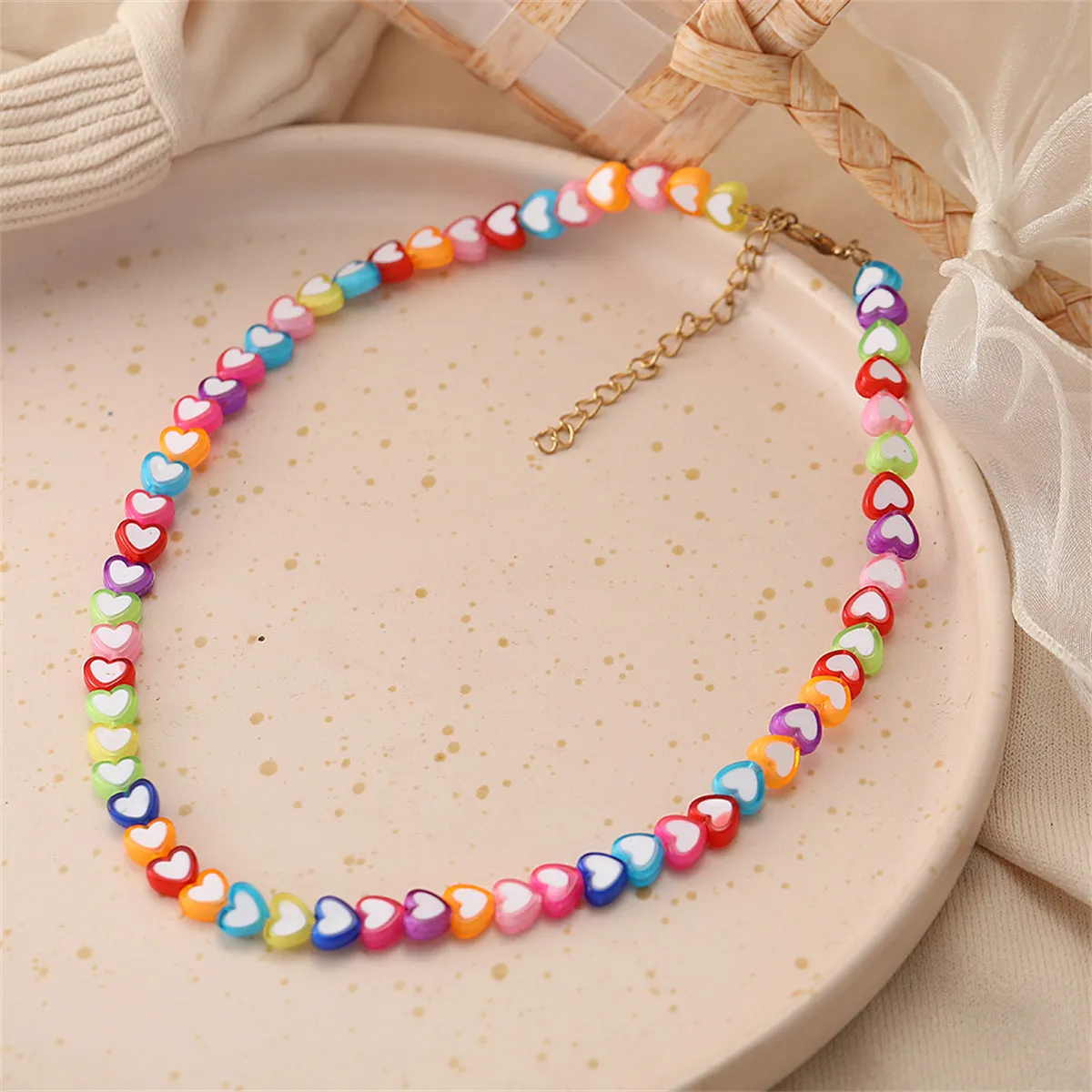 Pink & Blue Multicolor Heart Necklace