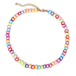 Pink & Blue Multicolor Heart Necklace