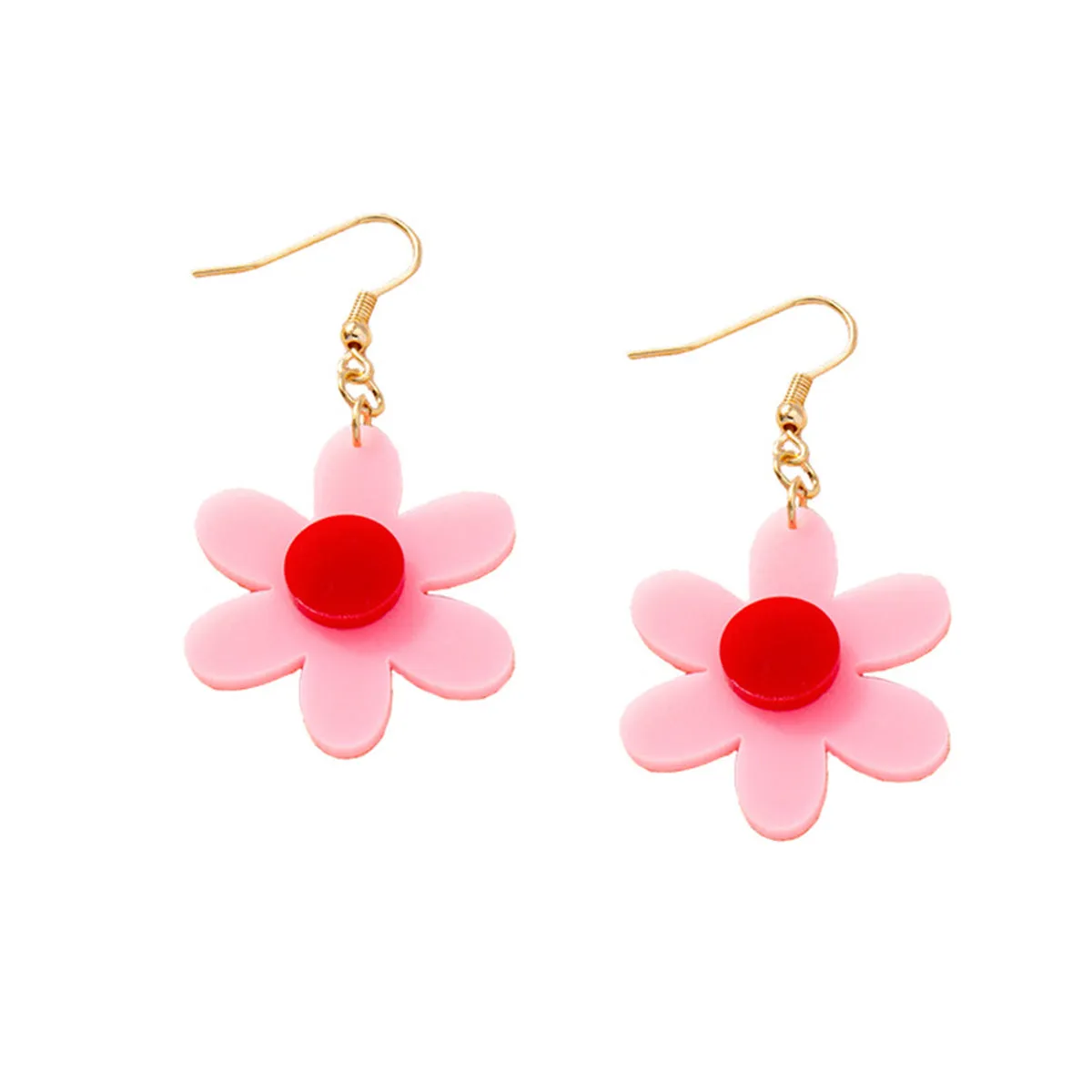 Pink & Red Flower Drop Earrings