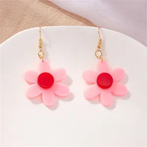 Pink & Red Flower Drop Earrings
