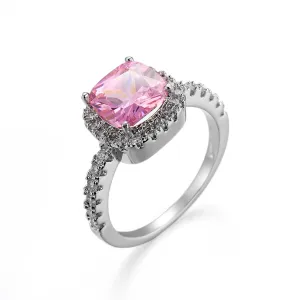 Pink Crystal & Cubic Zirconia Princess Channel Ring