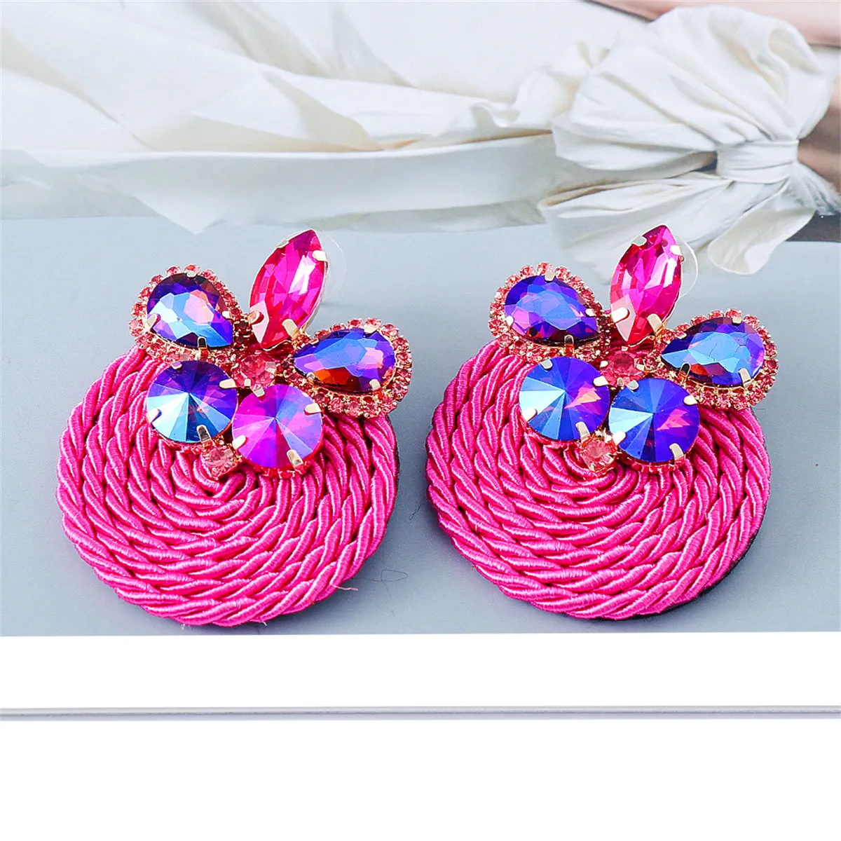 Pink Cubic Zirconia & 18K Gold-Plated Butterfly Round Drop Earrings