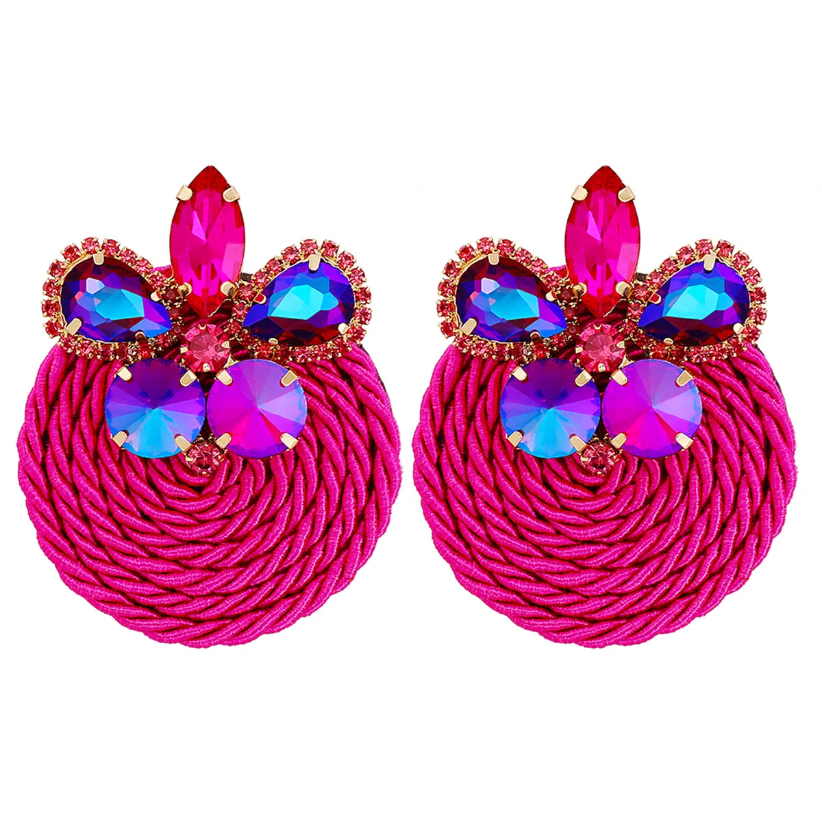 Pink Cubic Zirconia & 18K Gold-Plated Butterfly Round Drop Earrings