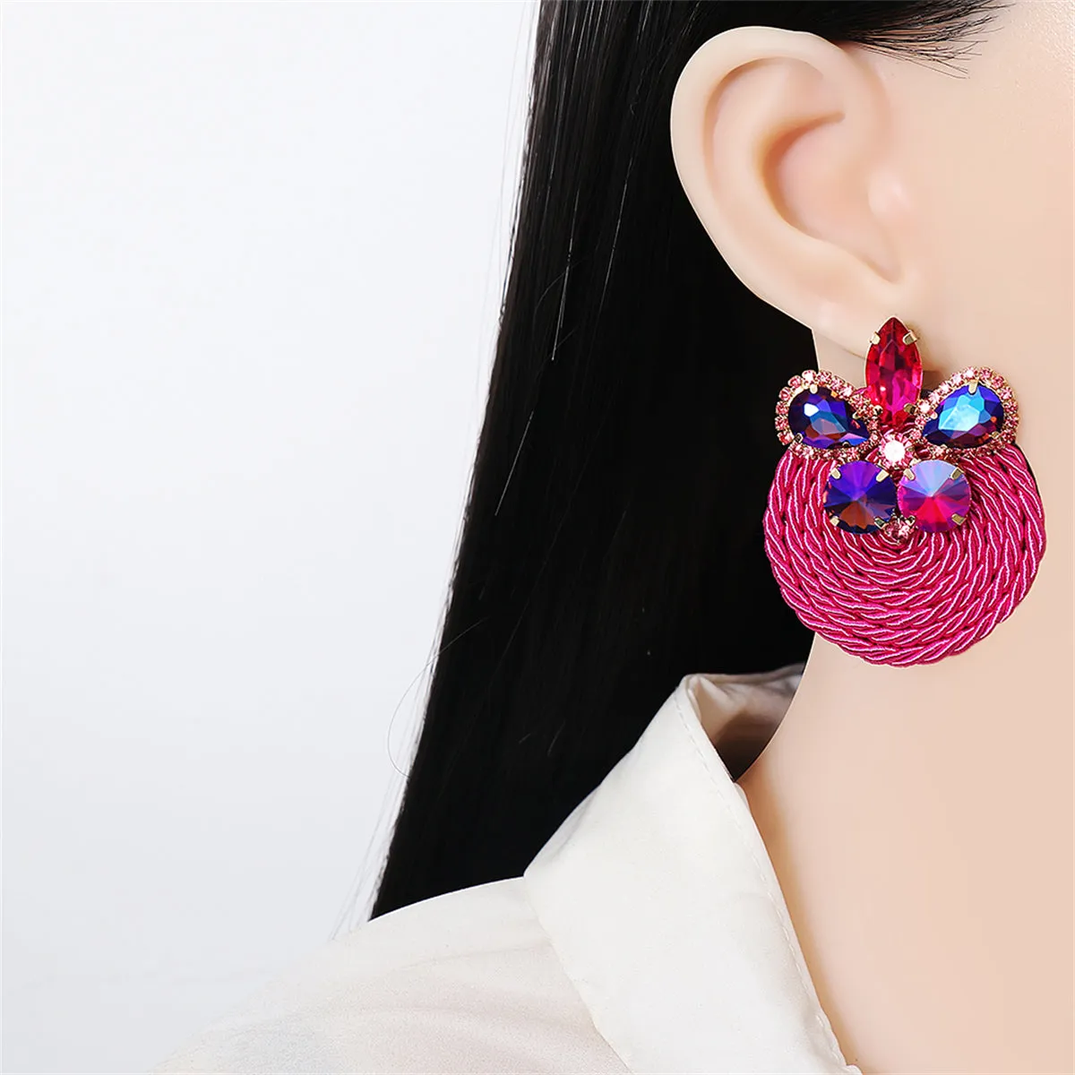 Pink Cubic Zirconia & 18K Gold-Plated Butterfly Round Drop Earrings