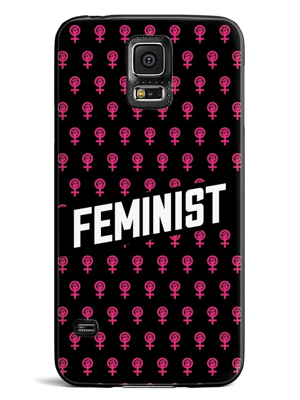 Pink Feminist Pattern - Black Case