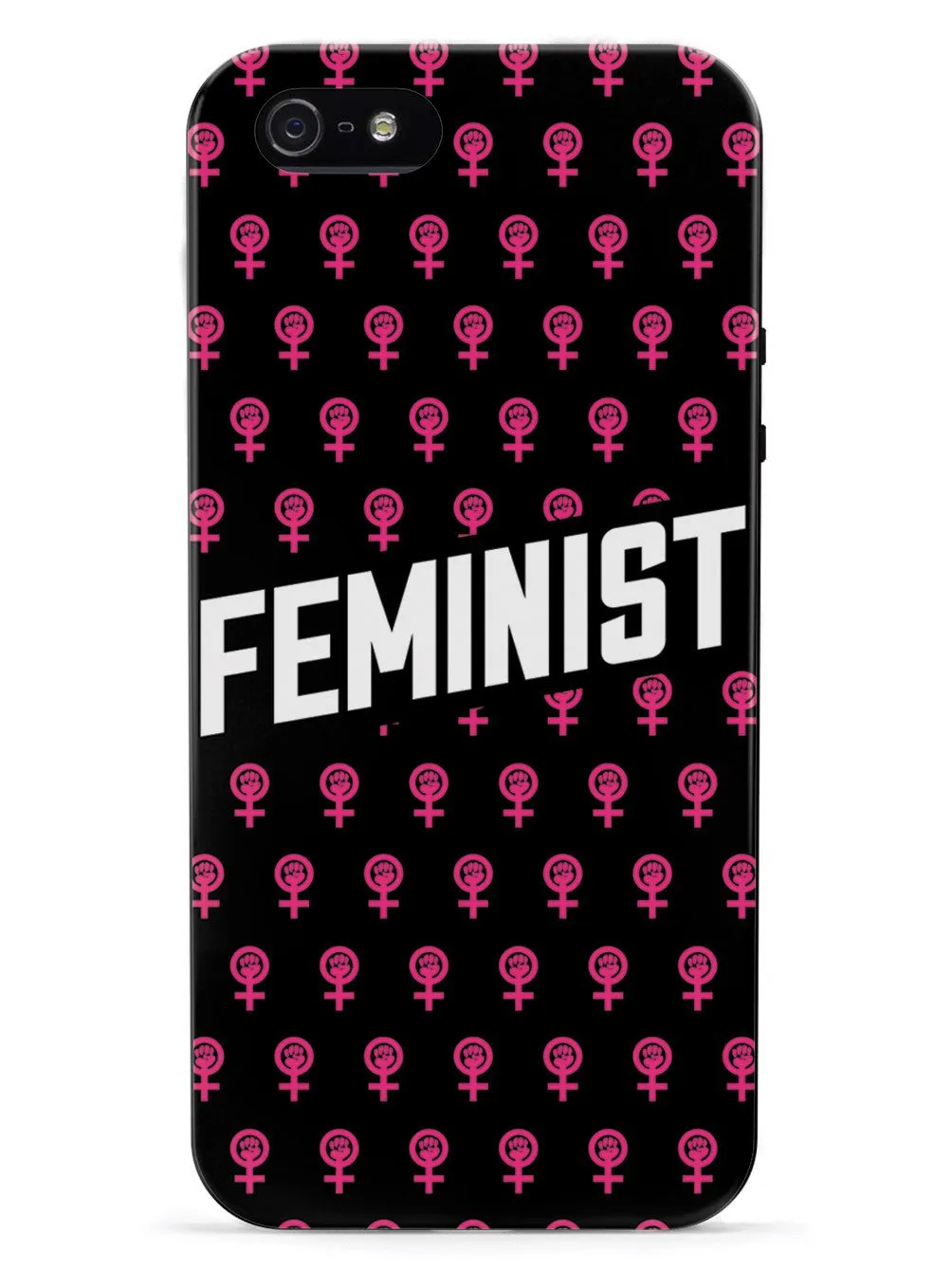 Pink Feminist Pattern - Black Case