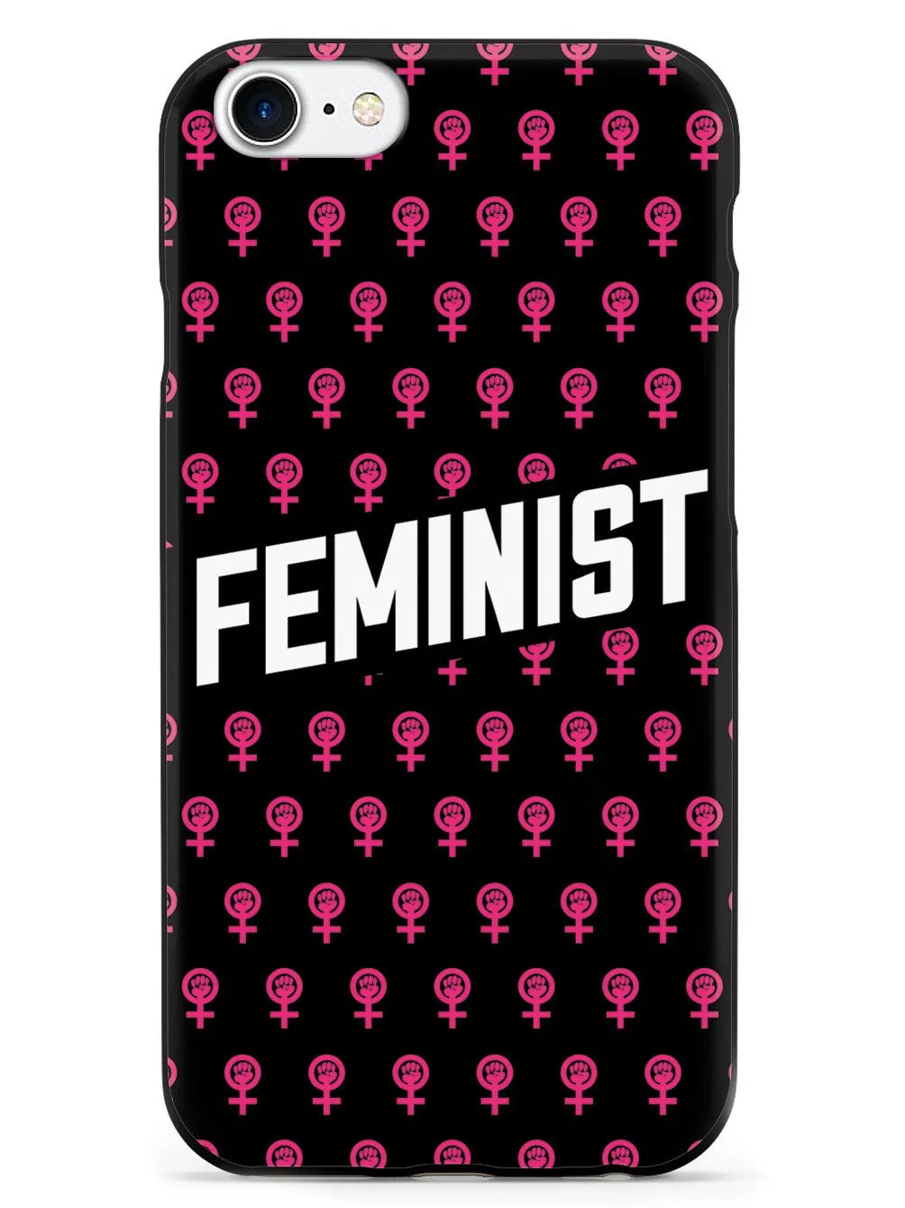 Pink Feminist Pattern - Black Case