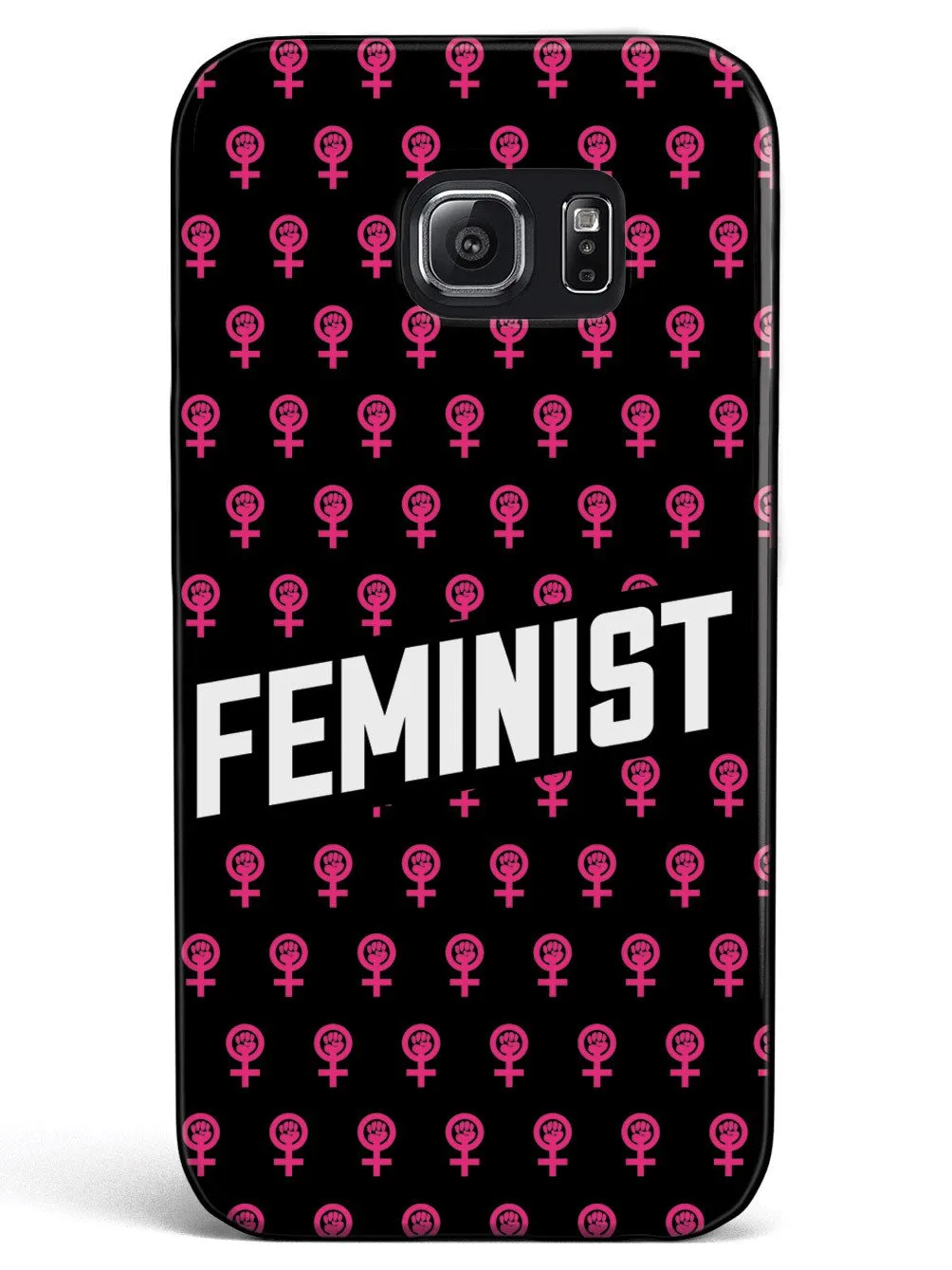 Pink Feminist Pattern - Black Case