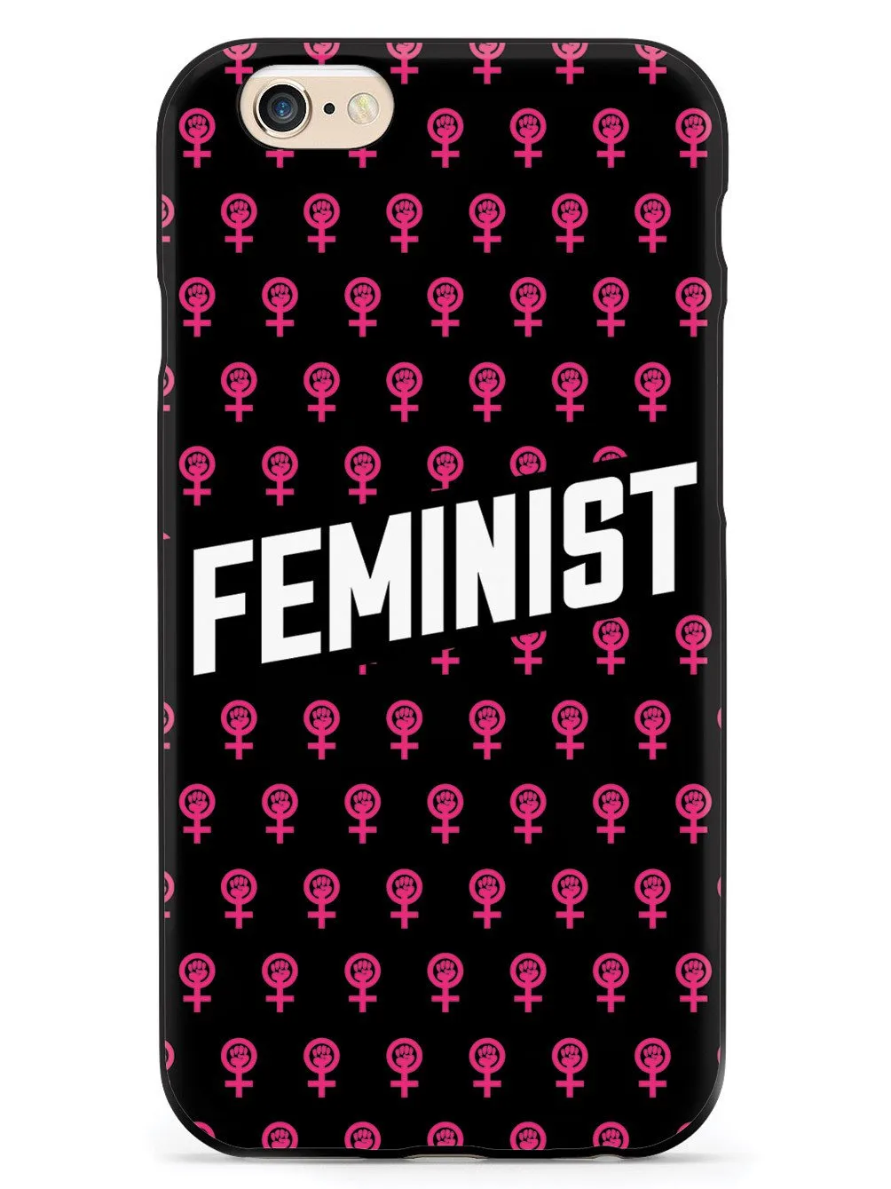 Pink Feminist Pattern - Black Case