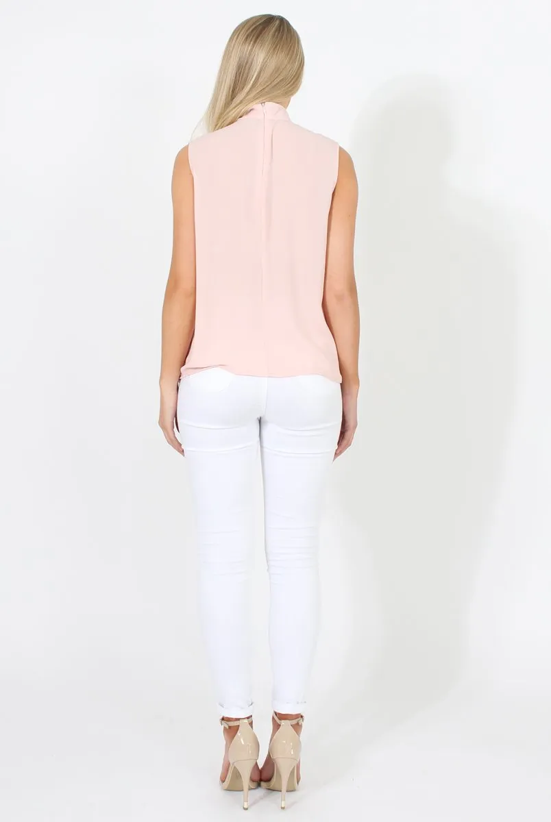 Pink High Neck Cross Over Top - Remy