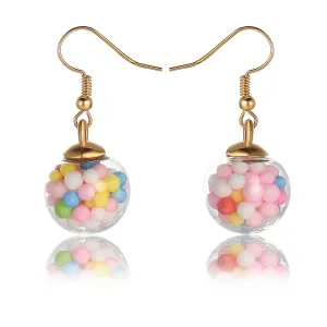 Pink Multicolor Resin & 18K Gold-Plated Ball Drop Earrings