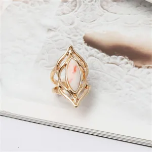 Pink Turquoise & 18K Gold-Plated Eye Ring