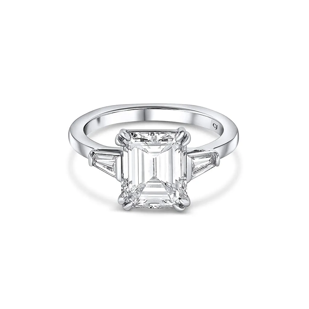 Platinum 3.02ct Emerald Cut Diamond Ring, GIA Certified