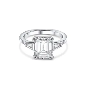 Platinum 3.02ct Emerald Cut Diamond Ring, GIA Certified