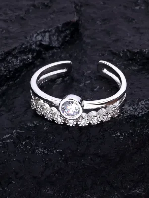 Platinum Plated Elegant Adjustable Ring