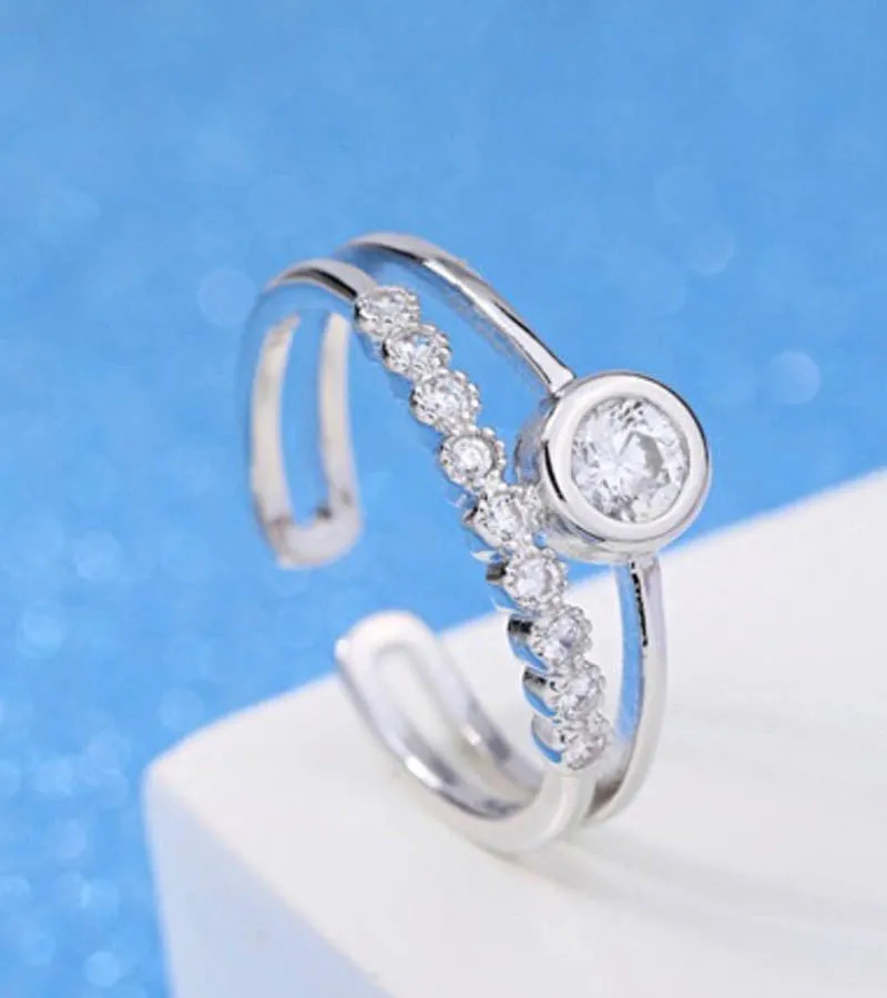 Platinum Plated Elegant Adjustable Ring