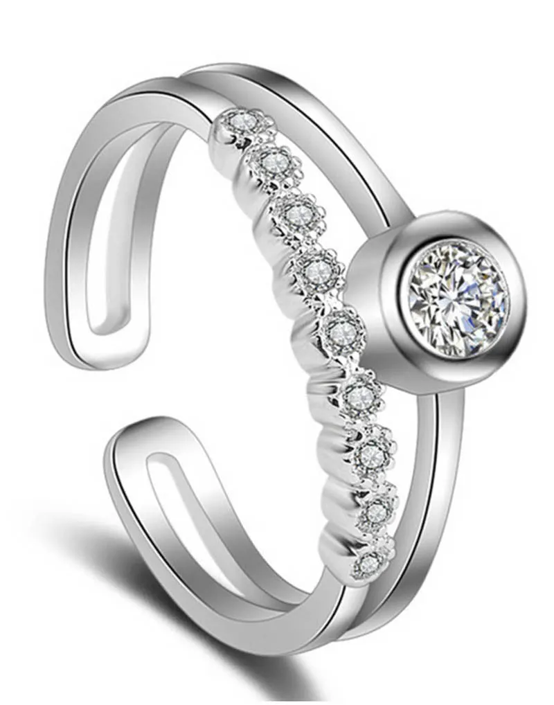 Platinum Plated Elegant Adjustable Ring