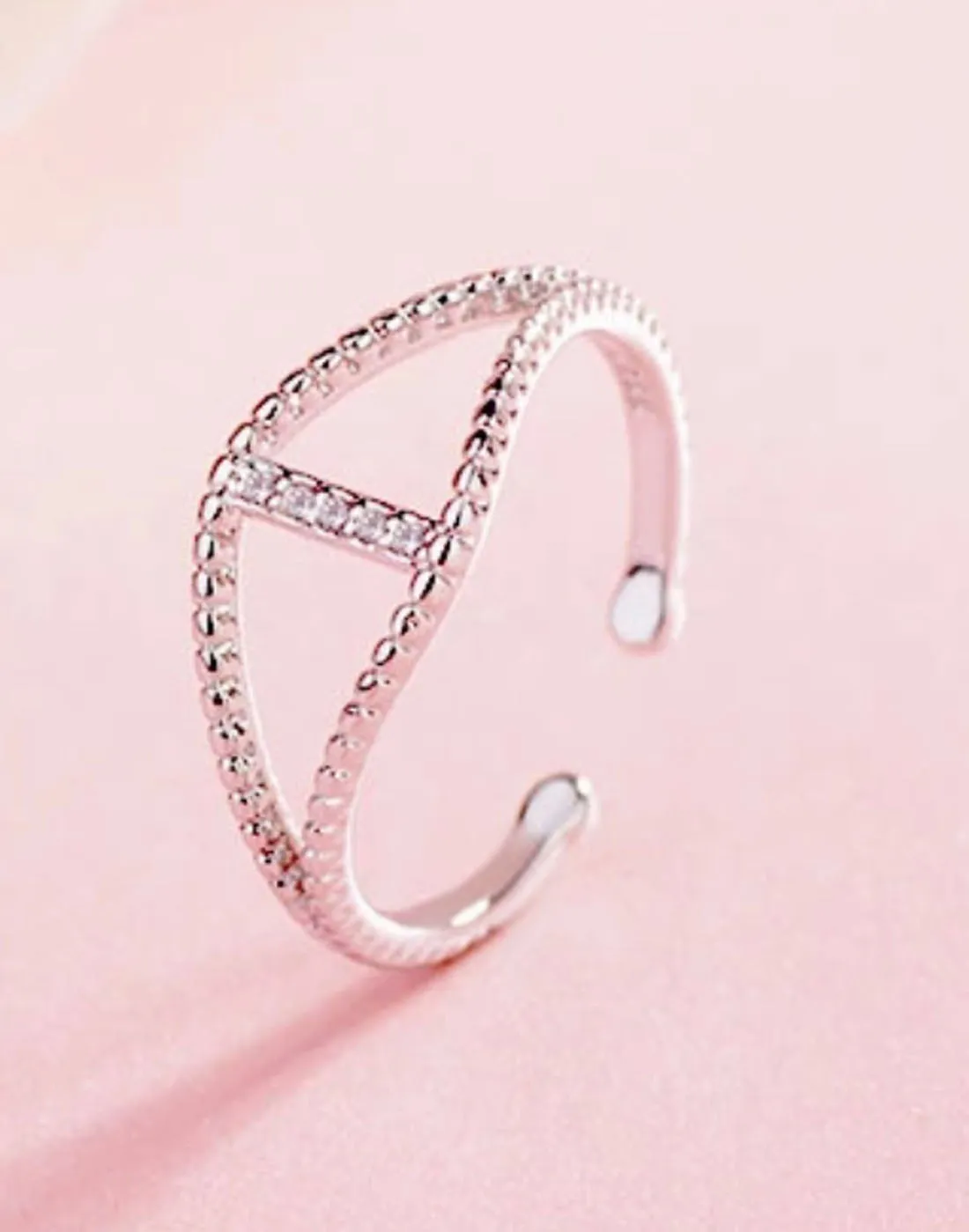 Platinum Plated Elegant Austrian Crystal Adjustable Ring