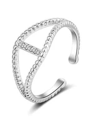 Platinum Plated Elegant Austrian Crystal Adjustable Ring