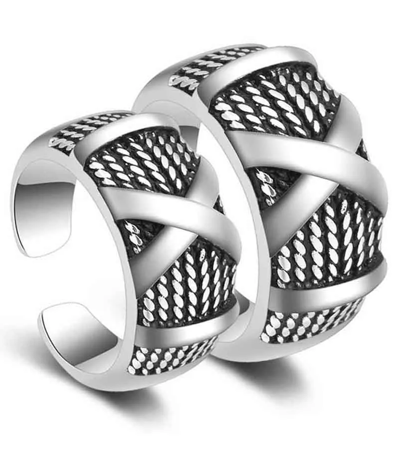 Platinum Plated Elegant Couple Adjustable Band Ring for Men and Women