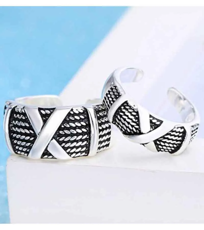 Platinum Plated Elegant Couple Adjustable Band Ring for Men and Women