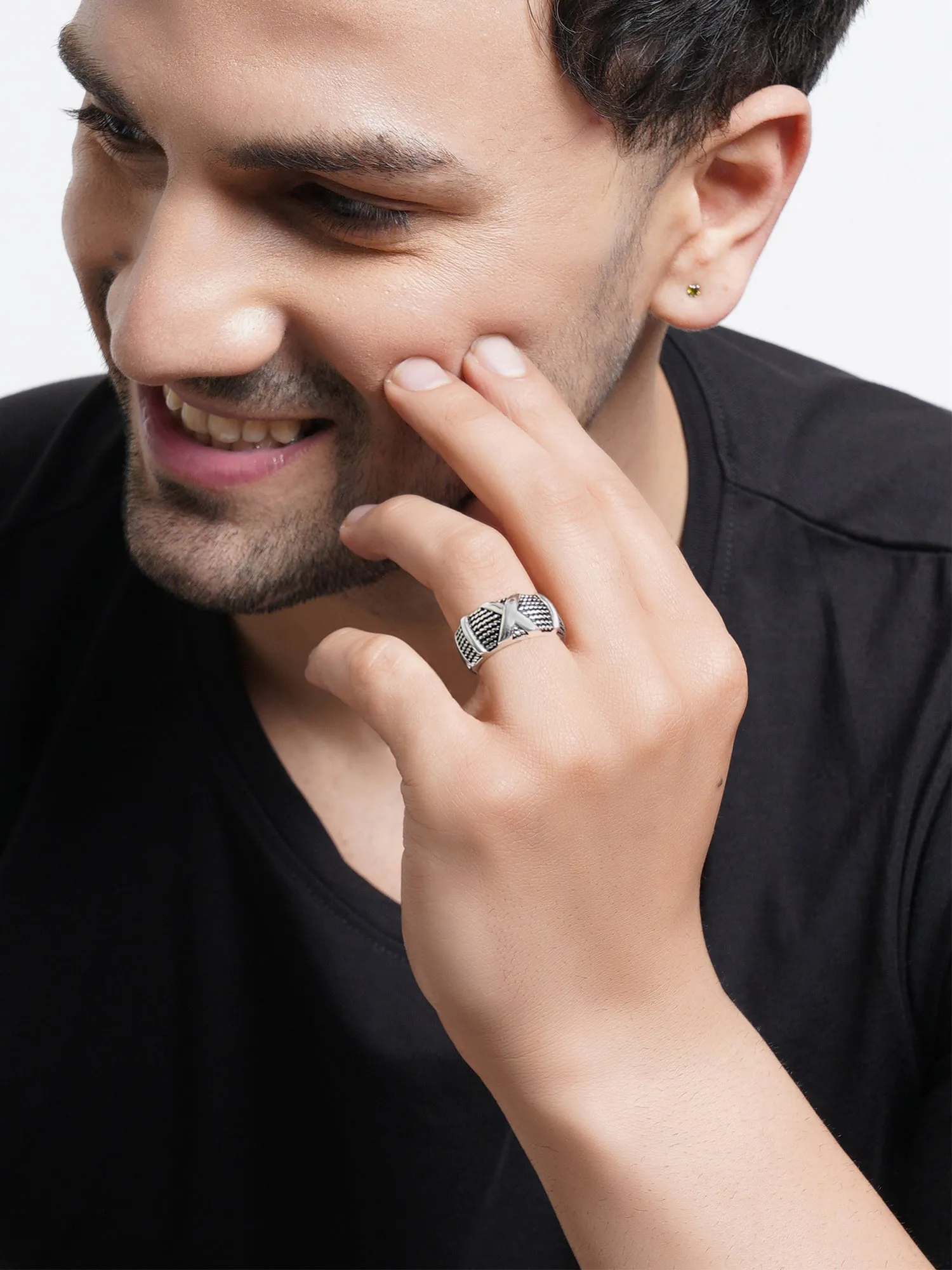 Platinum Plated Elegant Couple Adjustable Band Ring for Men and Women