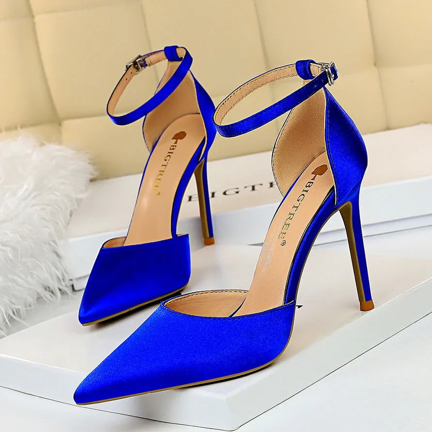 Pointed hollow suede women high heels