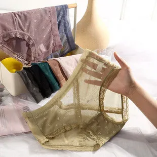 Popular Mesh Transparent Women's Underwear Lightweight Breathable Lace Briefs Women's Pants Pure Cotton Crotch Underwear For Women