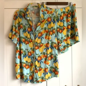 Posh Peanut Women's Luxe Pajama Short Set Lemons and Oranges Size 2XL