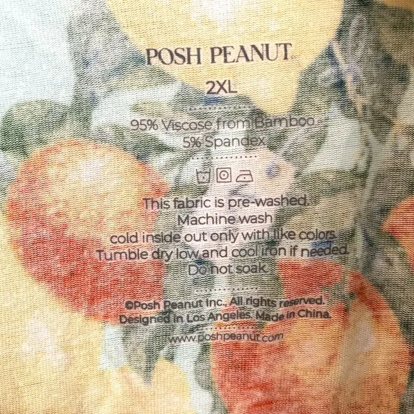 Posh Peanut Women's Luxe Pajama Short Set Lemons and Oranges Size 2XL