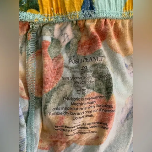 Posh Peanut Women's Luxe Pajama Short Set Lemons and Oranges Size 2XL