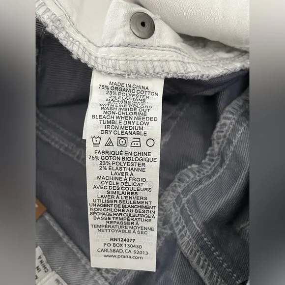 prAna Women's Kayla Jean in Storm Cloud gray - size 0 inseam 32”