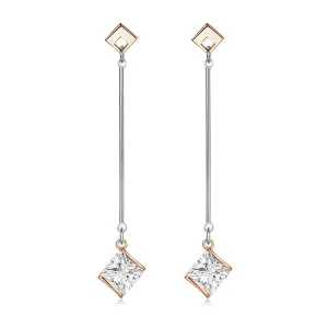 Princess Crystal & Two-Tone Drop Earrings