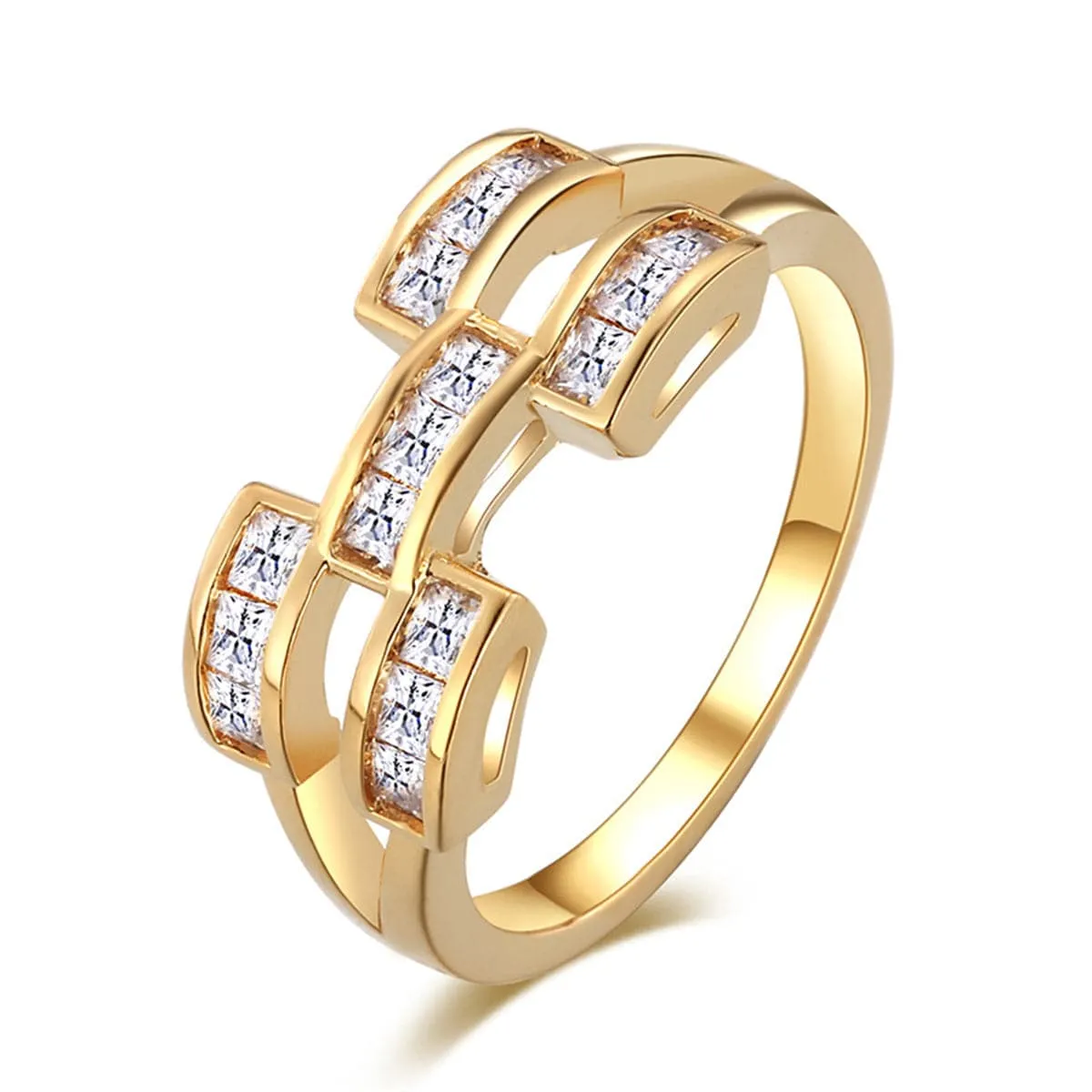 Princess Crystal Brick-Band Ring