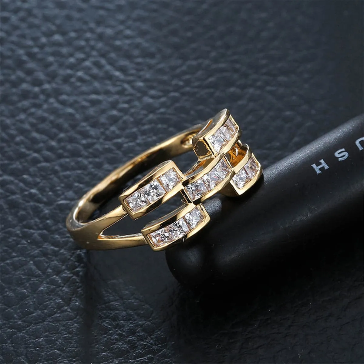 Princess Crystal Brick-Band Ring