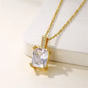 Princess-Cut Crystal & Cubic Zirconia 18K Gold-Plated Pendant Necklace